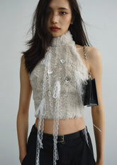 Fairycore Fur & Lace Diamond Vest